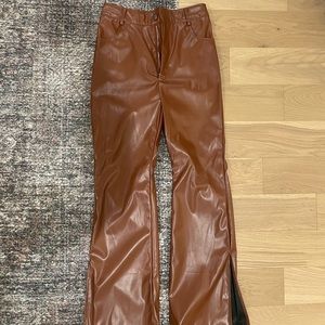 SHEIN Fake Leather Flare Pants